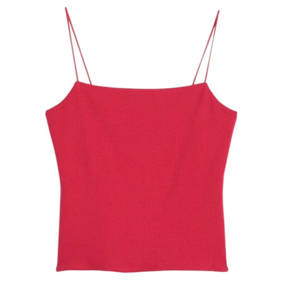 NEW Madewell Micro Ribbed Squareneck Cotton Modal Blend Tank Watermelon Size S